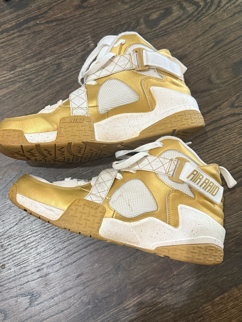 Nike Air Gold/White High-Top Sneakers